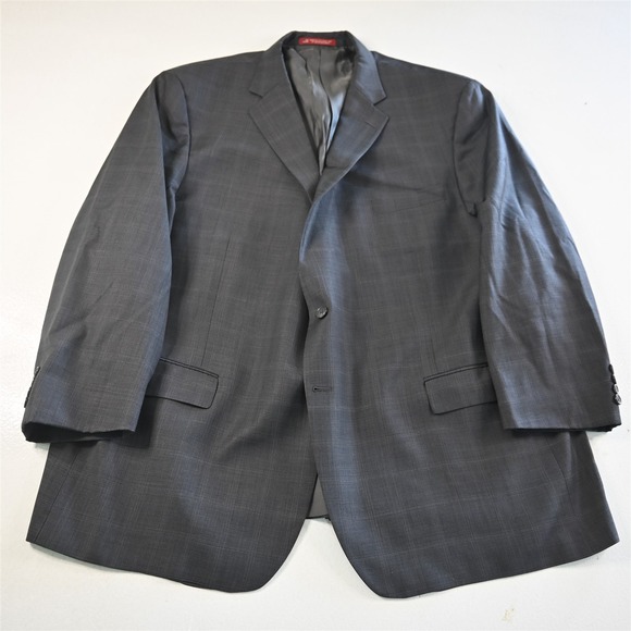 Hart Shaffner Marx 54R Gray Windowpane Wool USA Blazer Suit Jacket‎ Sport Coat
